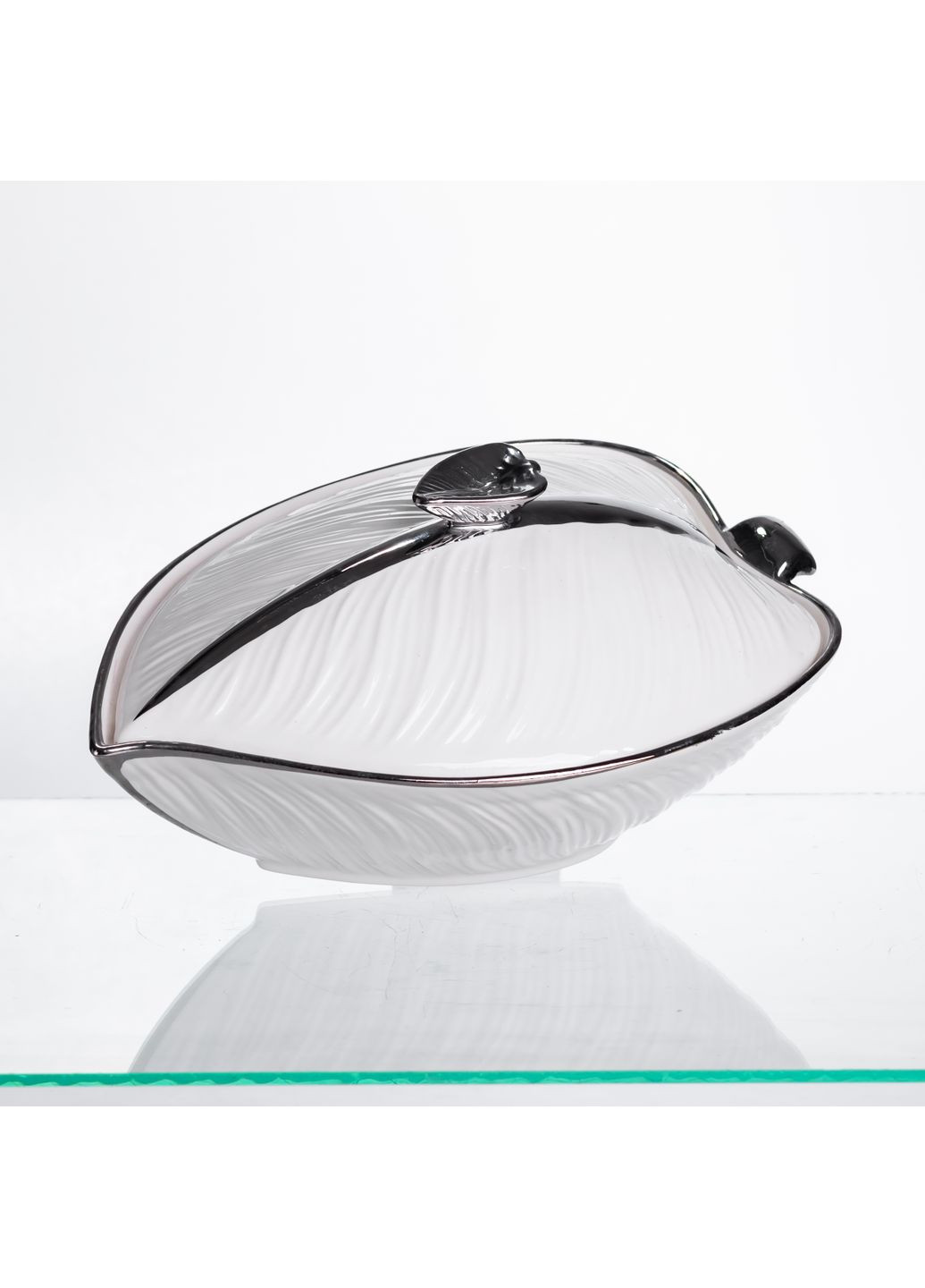 Супниця порцелянова з кришкою 800 мл з рельєфним візерунком, срібло Yiwu (366037332)