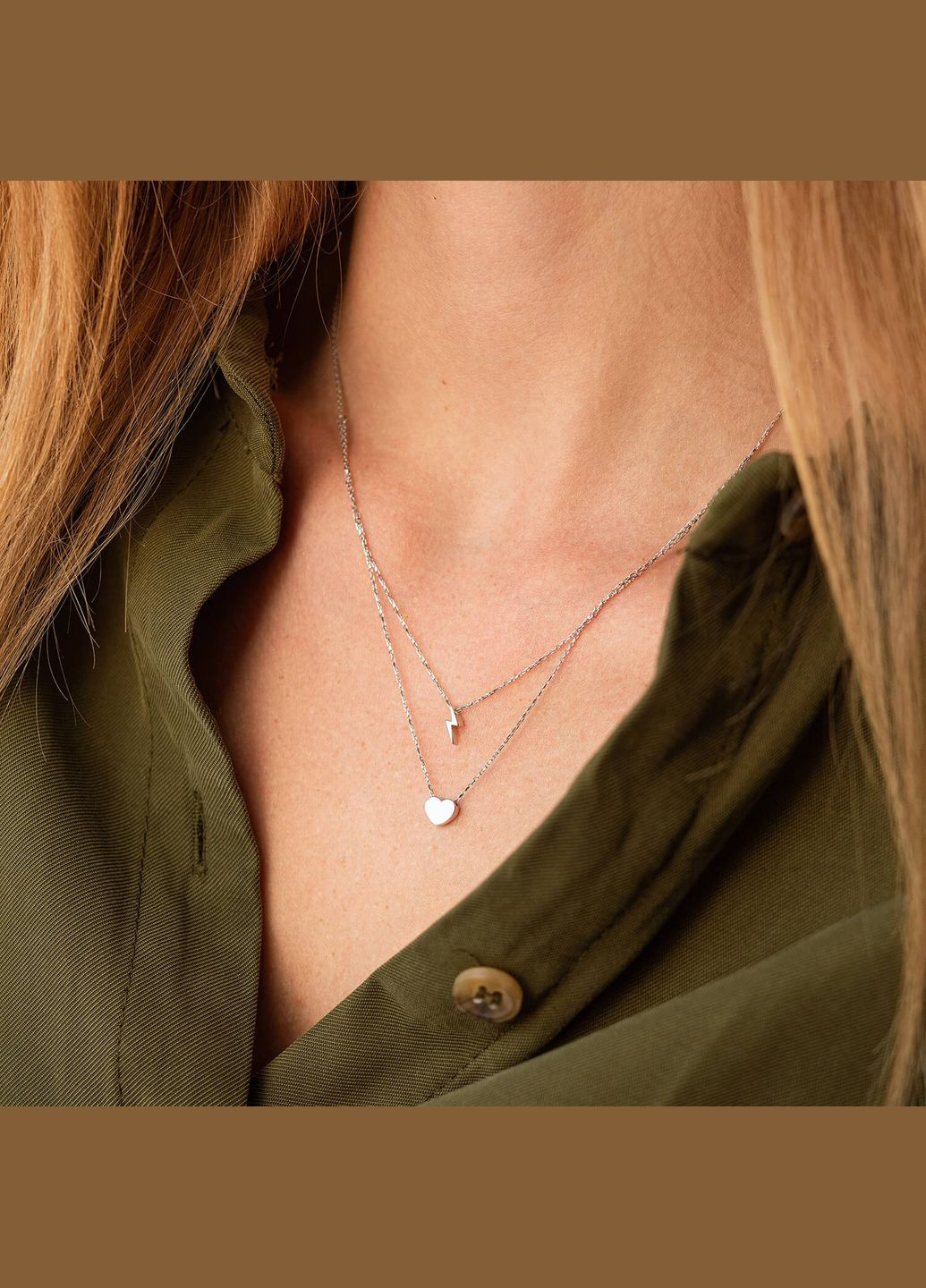 Двойное золотое колье Молния и сердечко кол02314 45 Oniks (264393096)