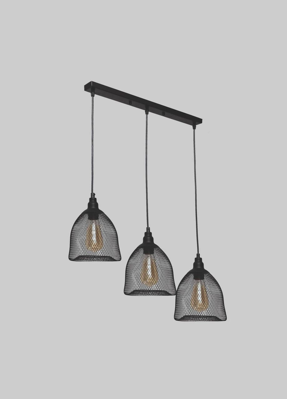 Чорна люстра із трьох сітчастих плафонів (07-P144F-3 BK (500)) No Brand (370071568)