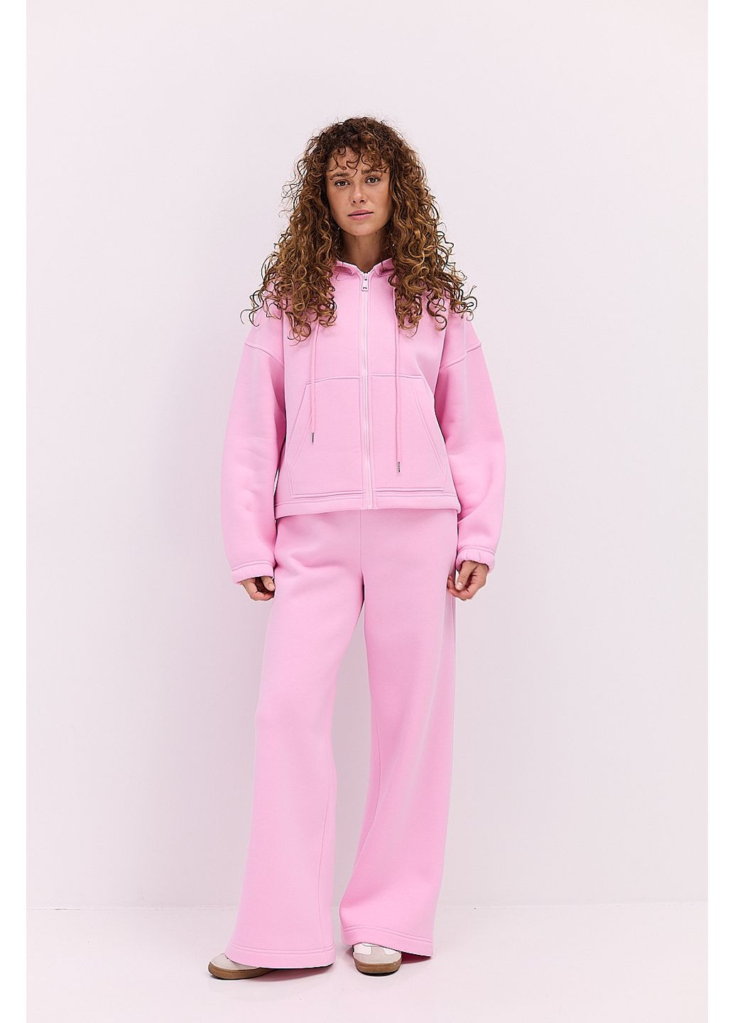 Женский спортивный костюм утепленный с зип-худи серый меланж Arjen (361056774)