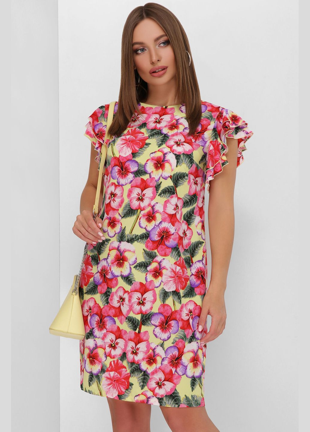 Красное повседневный летнее женское платье из супер софта с ярким принтом и вырезом на спинке (-platxe-1892) MarSe