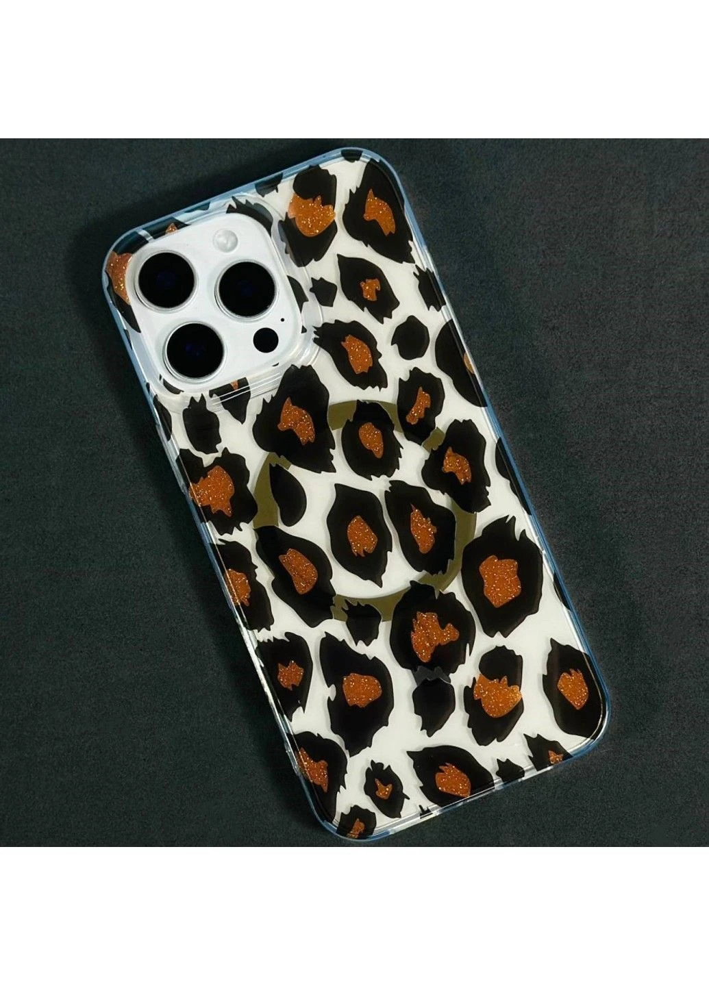 Чохол Transporent Case with Print Magnetic для iPhone 15 Leopard-brown No Brand (382777944)