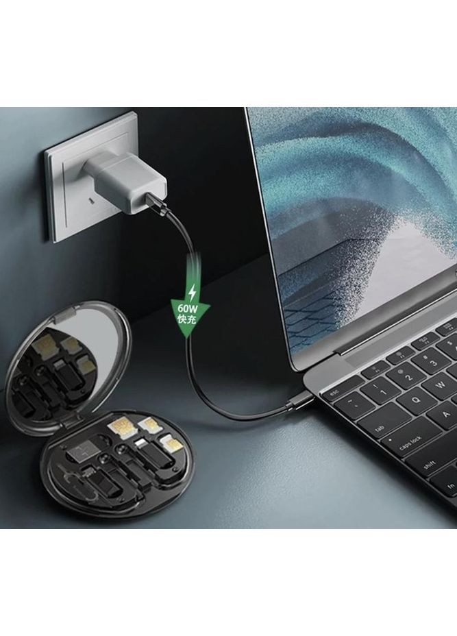 Набор переходников 6 в 1 для быстрой зарядки и передачи данных 60Вт с подставкой для телефона темно-синий No Brand (364859599)