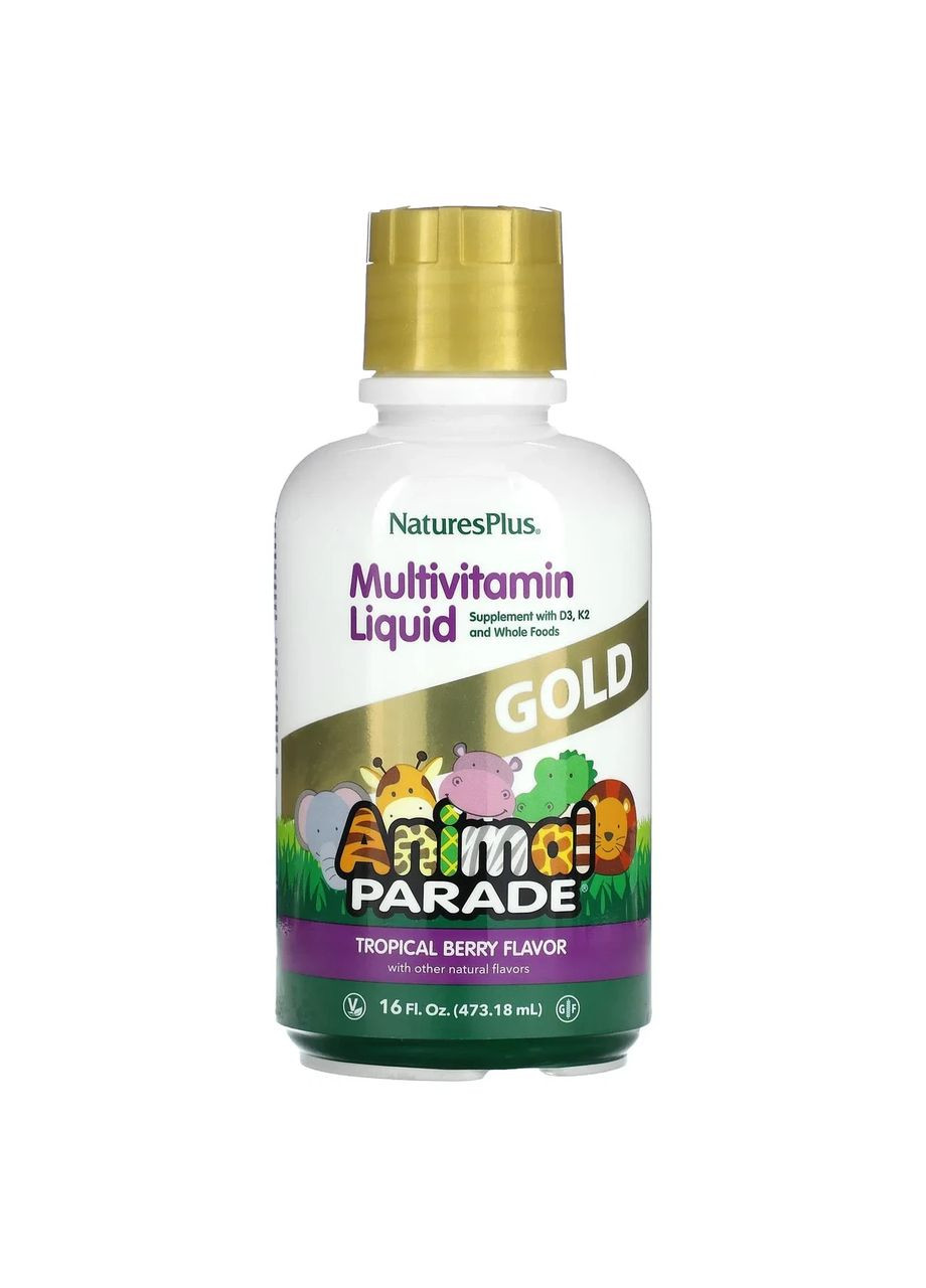 Дитячі мультивітаміни Animal Parade Gold, Natures Plus тропічний смак, 473 мл Nature's Plus (361117185)