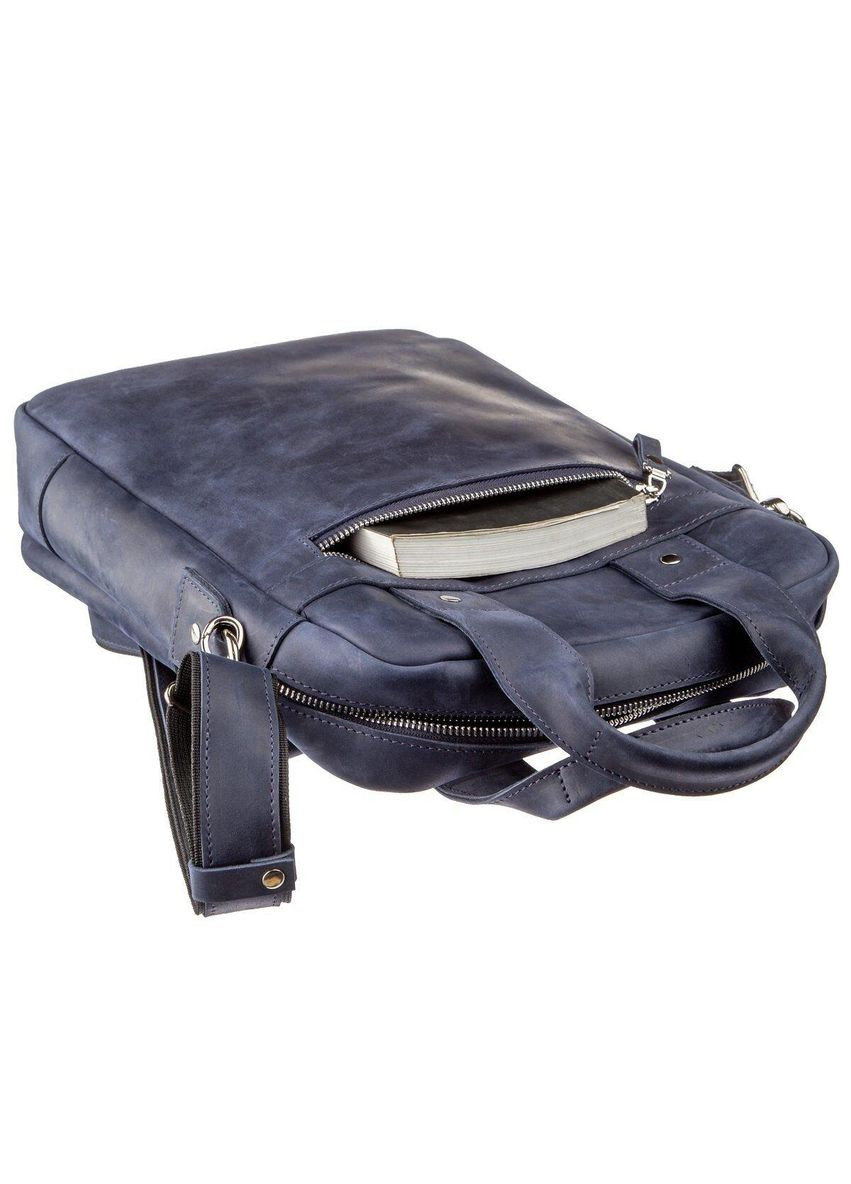 Стильна сумка під А4 вертикального формату в матовою шкірі 11170, Синя Shvigel (329148881)