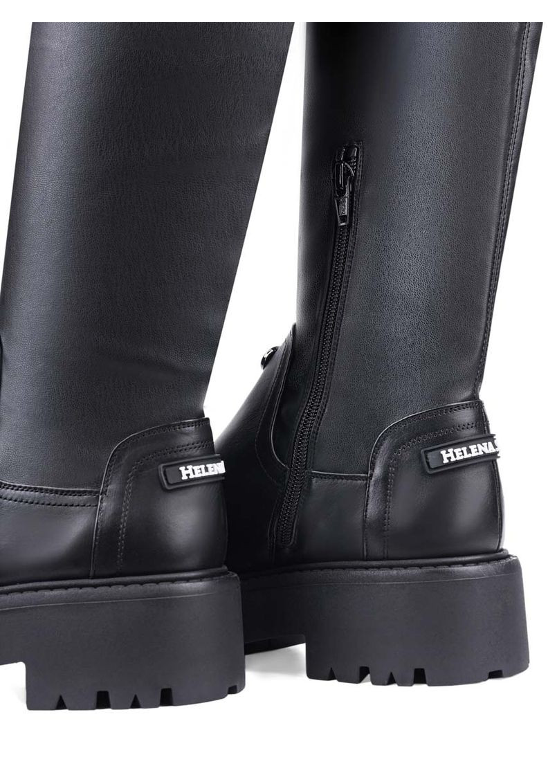Черные осенние женские ботфорты chat fw2590 черная кожа Helena Soretti