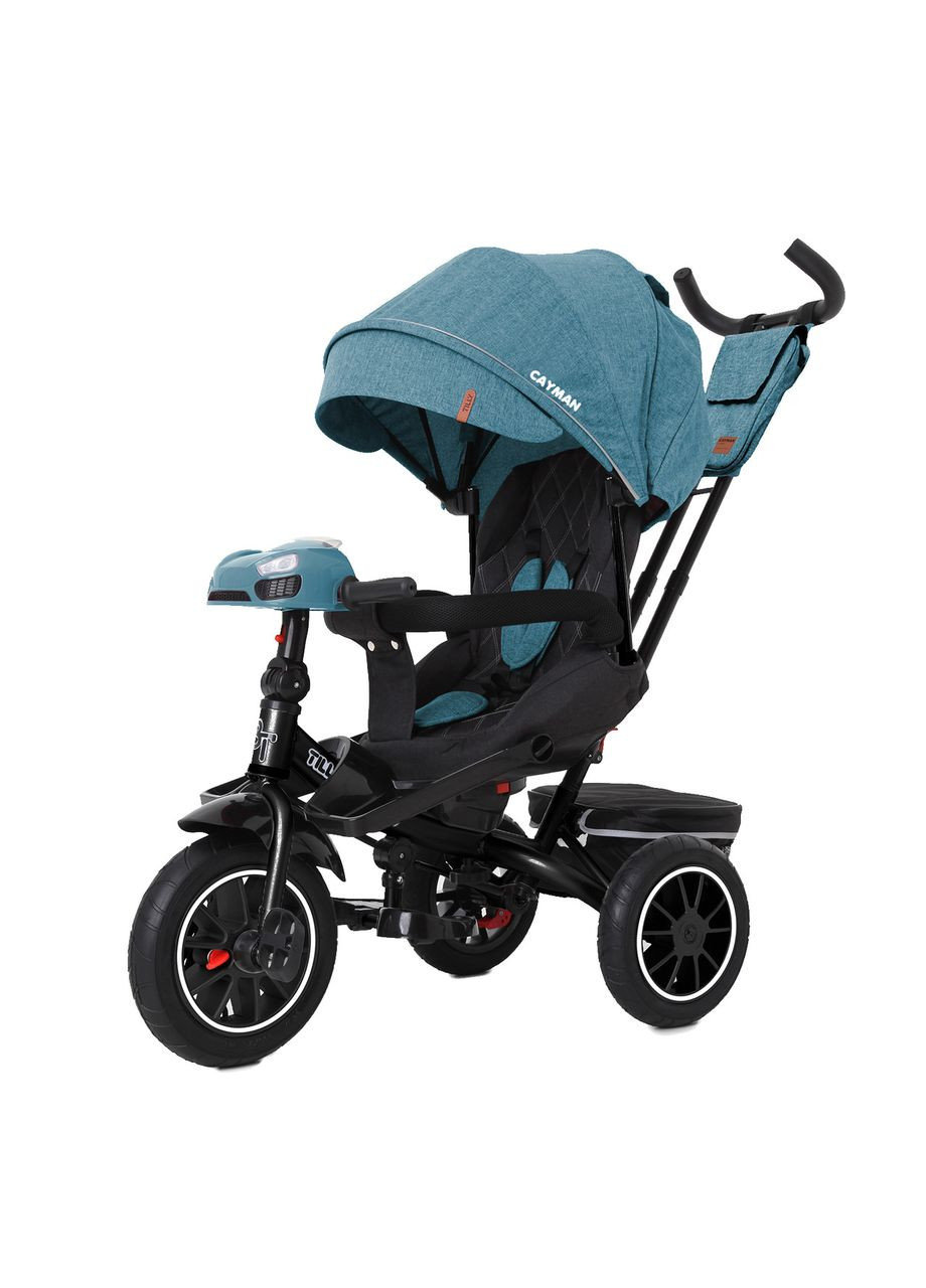 Велосипед триколісний Cayman T-381/7 Бірюзовий з ігровою панеллю + пульт ДК Tilly (329444381)