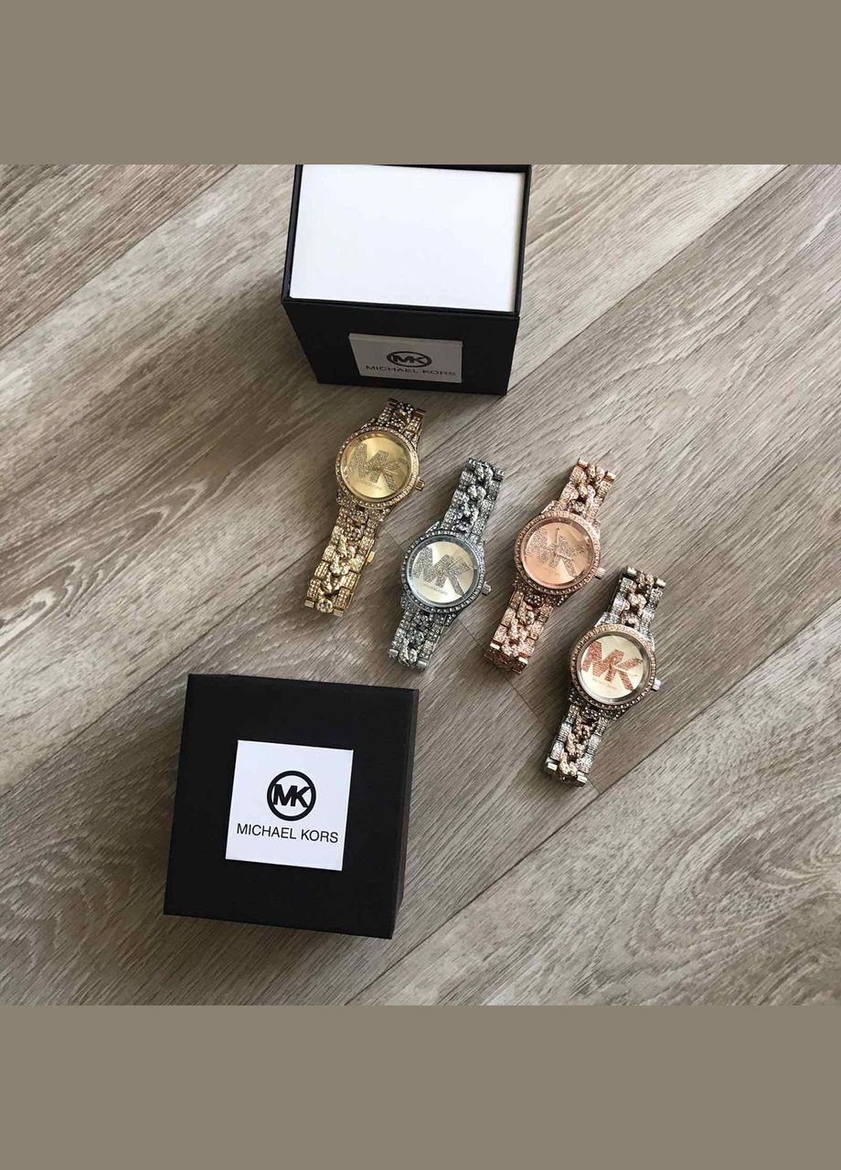Жіночий годинник Michael Kors класичний кварцовий з камінням золотистий сріблястий рожевий з сріблом (sku_617РС) No Brand (346078160)