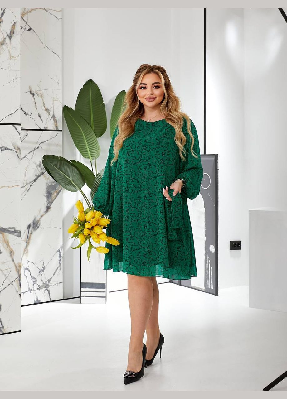 Зелена жіноча сукня із шифону колір зелений р.50/52 454510 New Trend