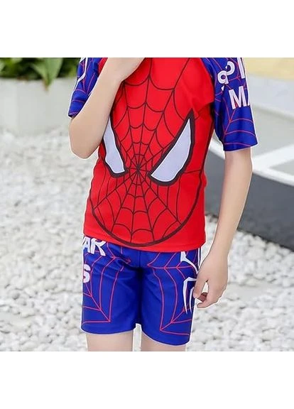 Дитячий купальний костюм з капелюшком Superhero (Синій 100см) No Brand (401916382)