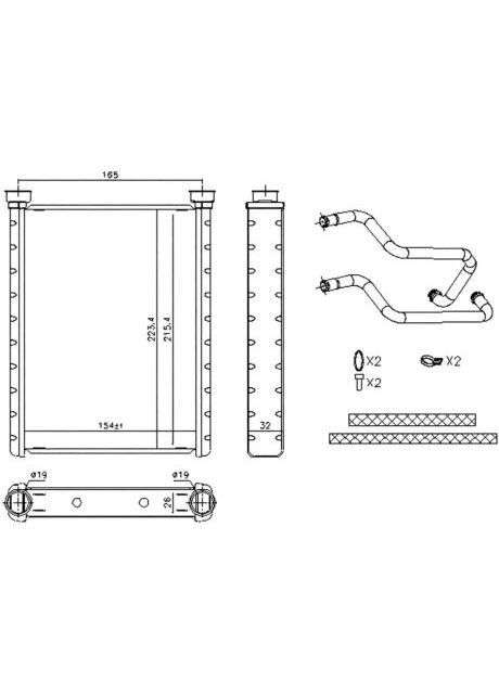Радиатор печи KIA CARENS II (UN) (06-) 2.0 I 16V KIA CARENS II (UN) (06-) 2.0 CRDI KIA CARENS II (UN) 707178 Nissens (369165737)