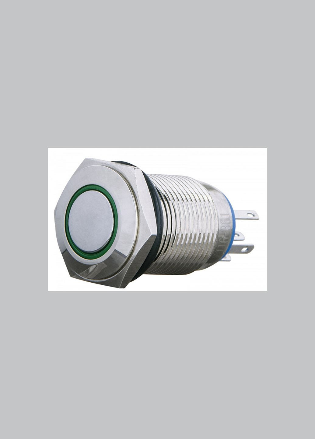 Кнопка металлическая плоская 1NO+1NC 16мм с подсветкой зеленый LED 220V с фиксацией [A0140010099] TYJ 16-361 АСКО (344541489)