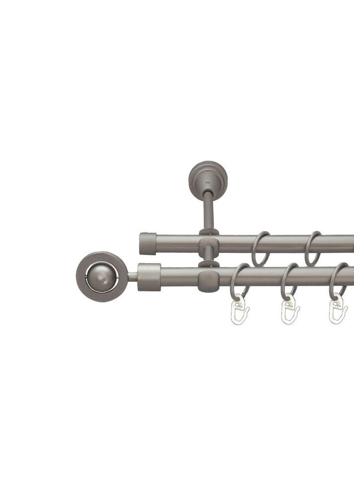 Карниз Пополо металлический двухрядный открытый гладкая труба Сатин 16\16 мм 160 см (6098982) ORVIT (300796485)