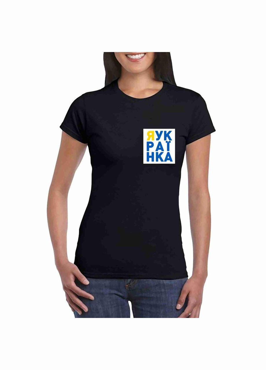 Футболка черная с патриотическим принтом "Я Украинка" Кавун футболка (316288573)
