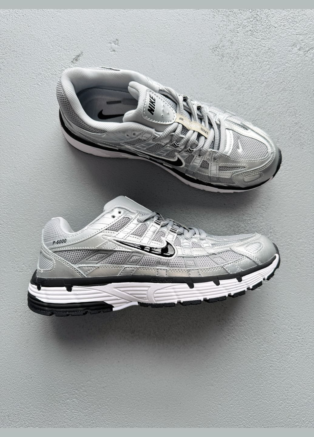 Срібні Осінні кросівки чоловічі і жіночі nike p6000 white silver black | найк р6000 білі No Brand