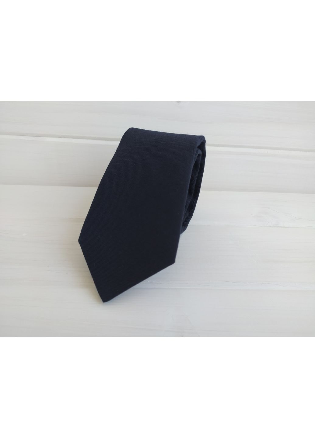 Однотонный темно-синий галстук из шерсти Major Style (351892226)