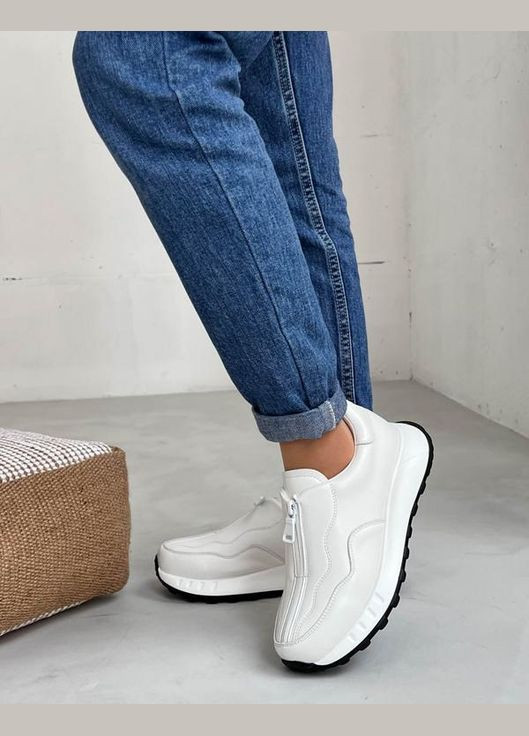 Кроссовки женские белые кожаные спортивные повседневные с молнией Viki кросівки белые лето (322319098)