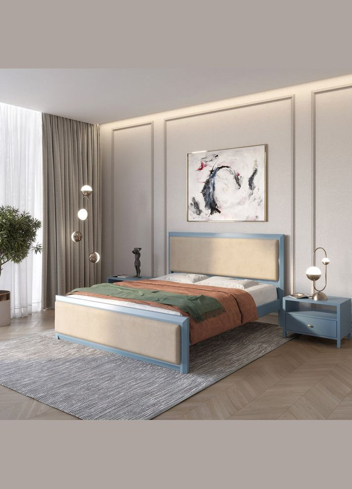 Односпальная деревянная кровать Барселона Б4 (S7010R90B)/Аляска 23 (Бежевый) 80х190 см (MBG-12996) Mebigrand (366085936)