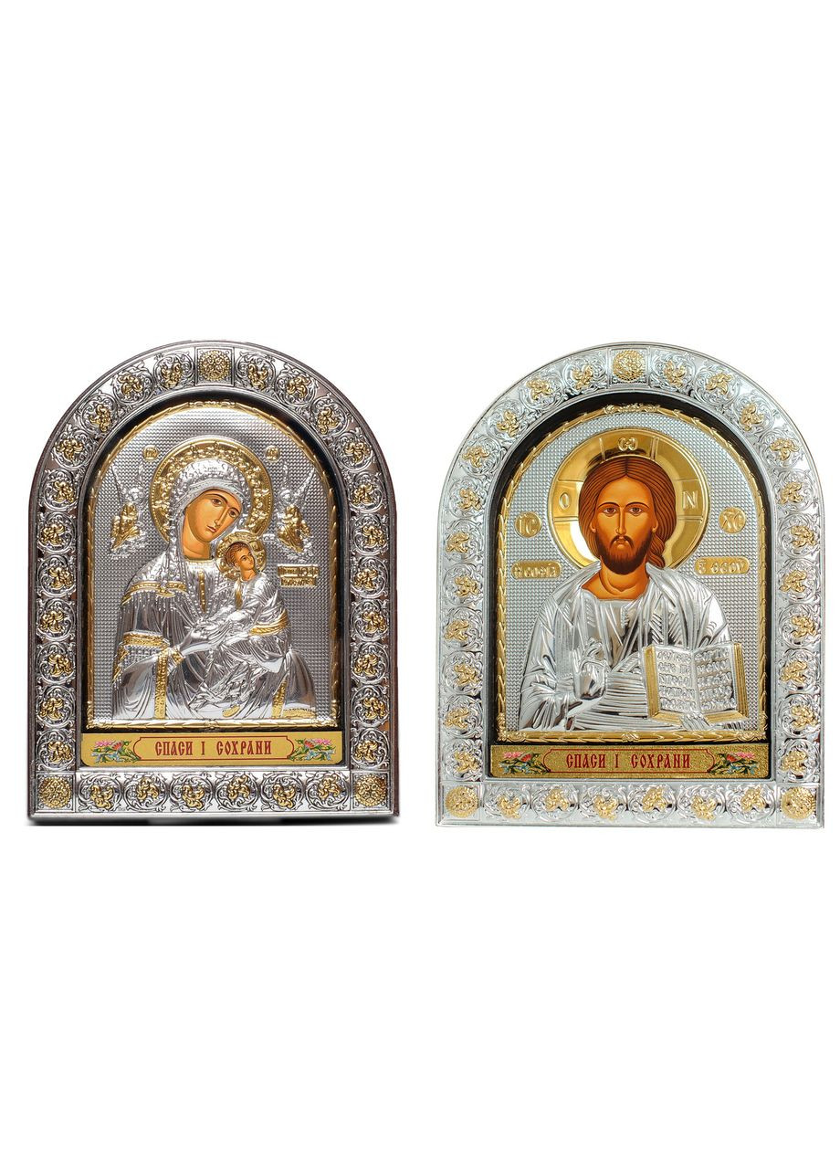 Ікони на весілля Ісус Христос і Богородиця Неустанної Помочі 21,5х16,5см EPZ4-001-8AG-BR/P Вінчальні Ікони Silver Axion (299386728)