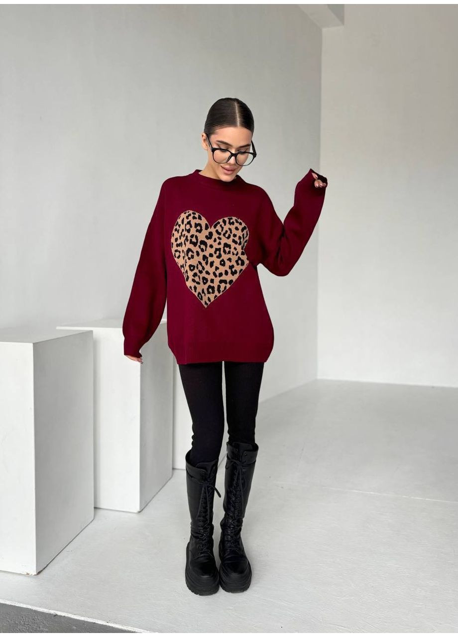 Бордовый женский свитер оверсайз турция Osoblyva