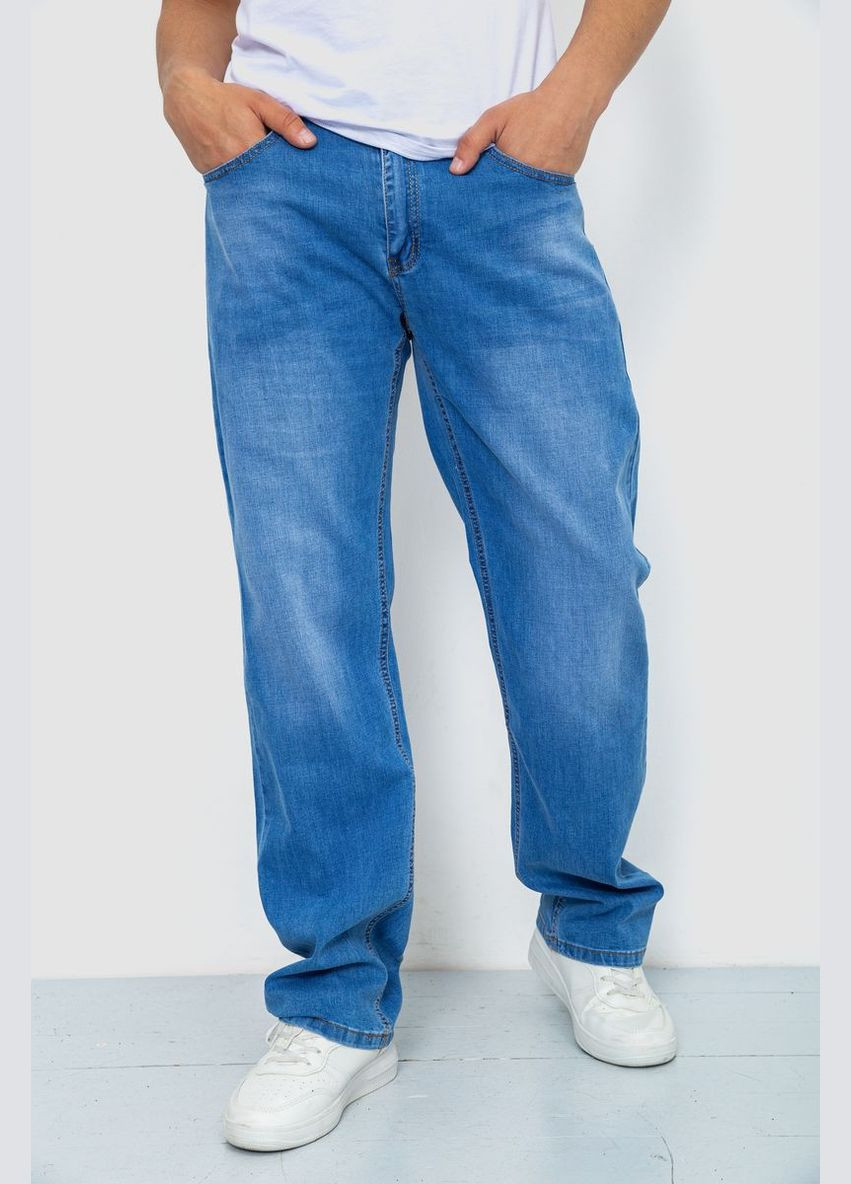Голубые демисезонные прямые джинсы мужские с потертостями голубые размер 30 (sku_244r22-783) Ager