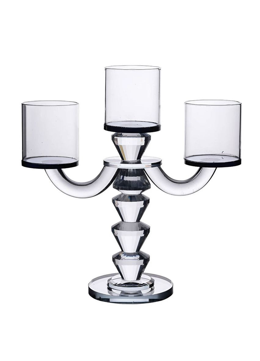 Подсвечник-канделябр стеклянный Parallels на 3 свечи 23 см Yiwu (328603847)