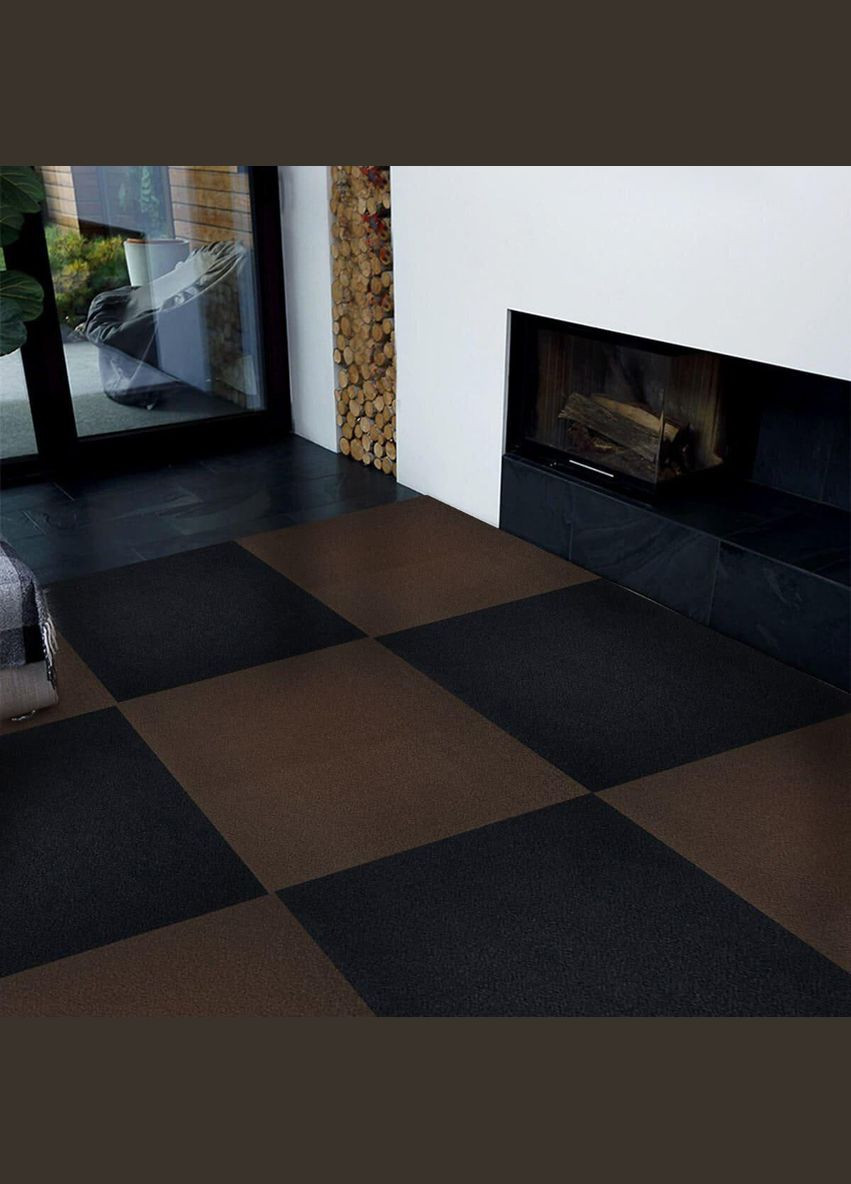 Самоклеюча плитка під ковролін темно-коричнева 600х600х4,5мм SW-00001127 Sticker Wall (329895074)