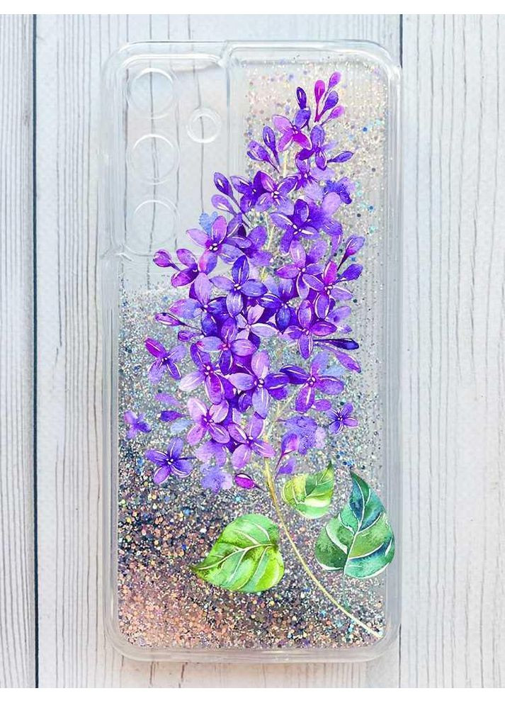 Чохол з плаваючими срібними блискітками на Samsung Galaxy A35 Гілочка бузку (принт 280) Creative (362025560)