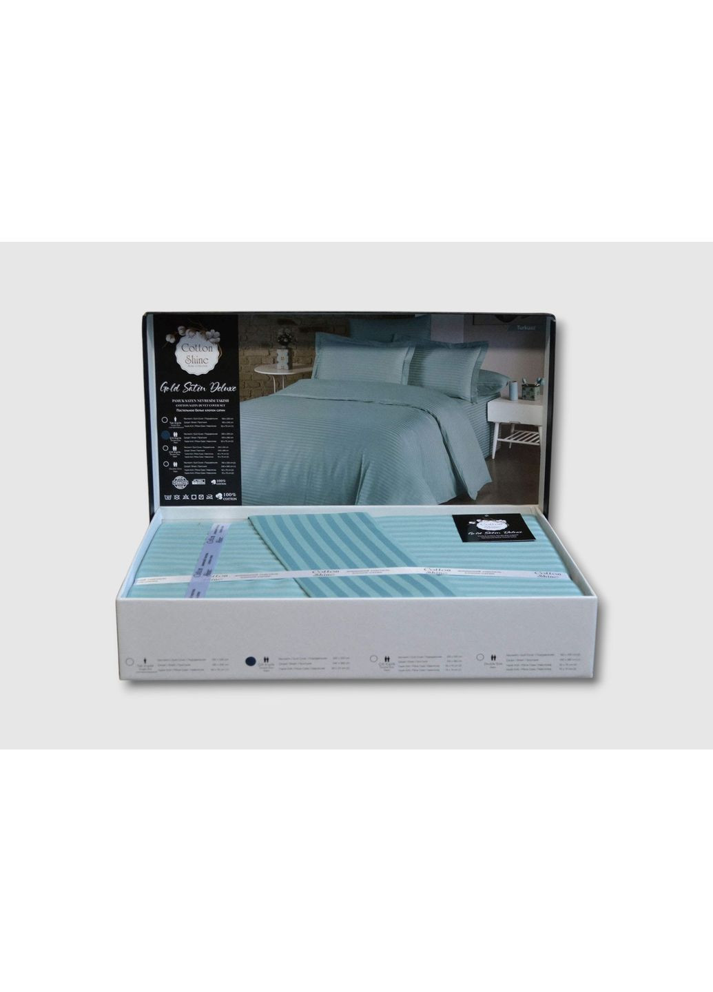 Постільна білизна Cotton Shine Stripe Satin 160х220 Turkuaz Kayra (372084466)