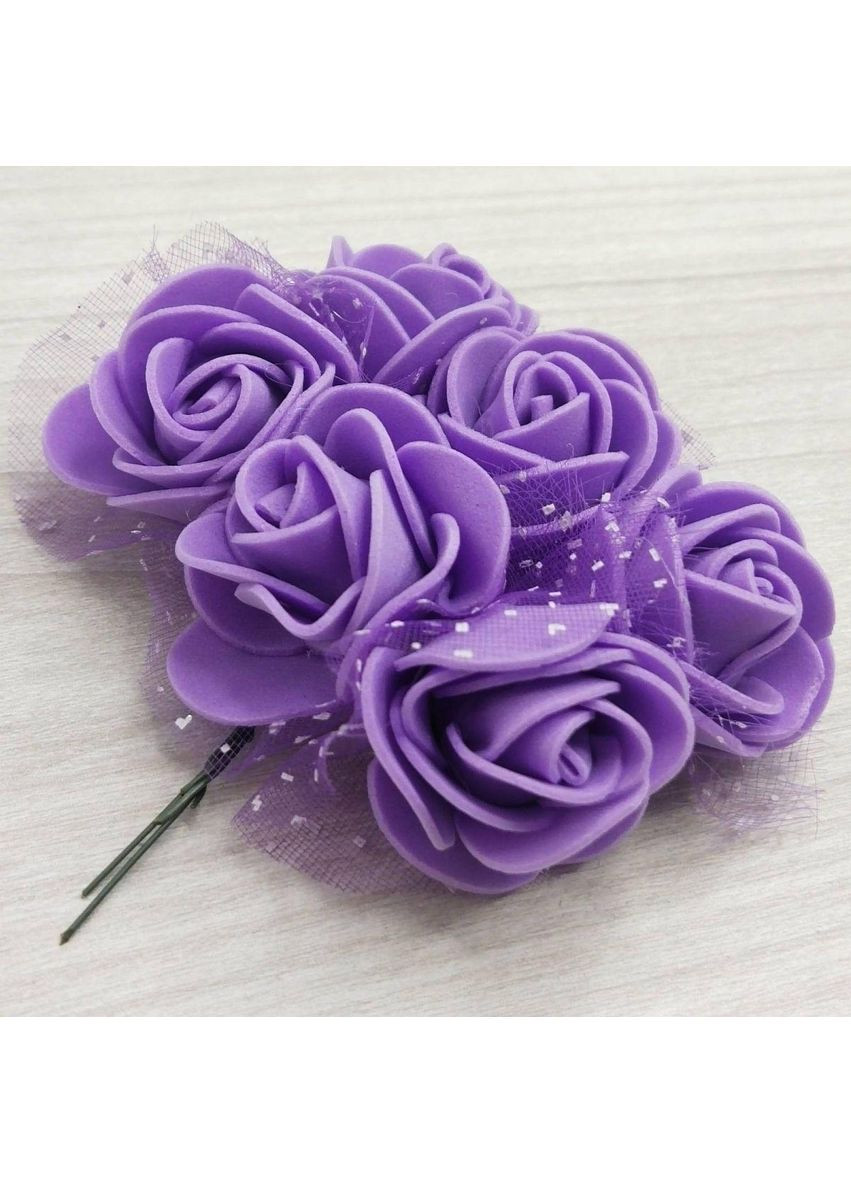Фоамирановые розочки с Фатином (6шт) цвет-фиолетовый Plus-plus (353393256)