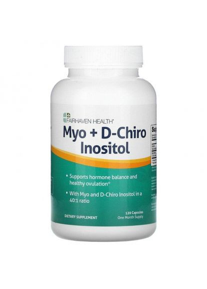 Міоінозитол + D-хіро інозитол, Myo + D-Chiro Inositol,, 120 капсул (FHH-00227) Fairhaven Health (266039084)