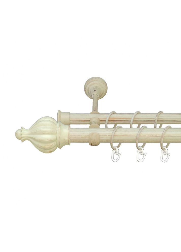 Карниз Таджа металлический двухрядный открытый рифленая труба Белое золото 25\19 мм 160 см (6951246) ORVIT (300796924)