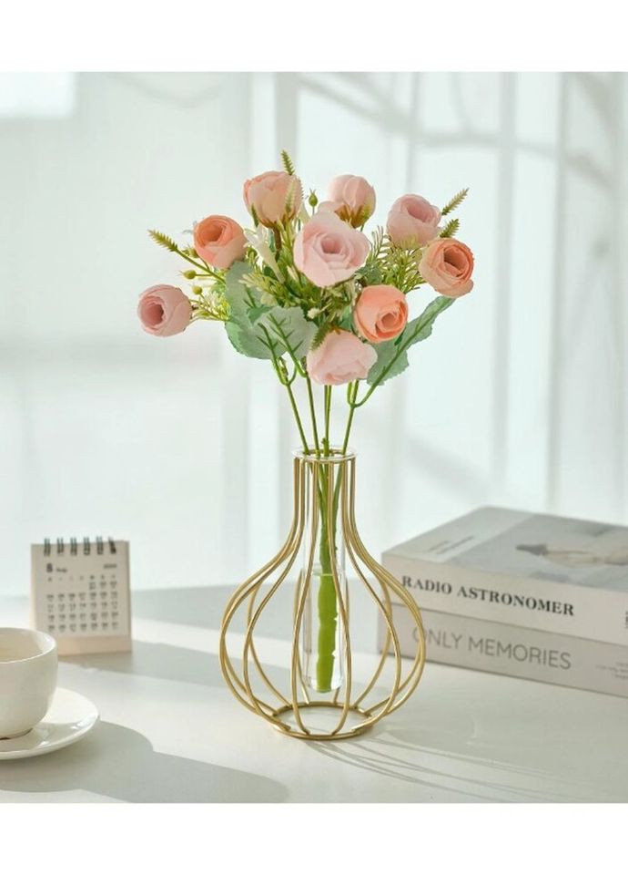 Ваза для квітів Gold 2 15050 3.5х12х15.5 см золотиста No Brand (320099587)