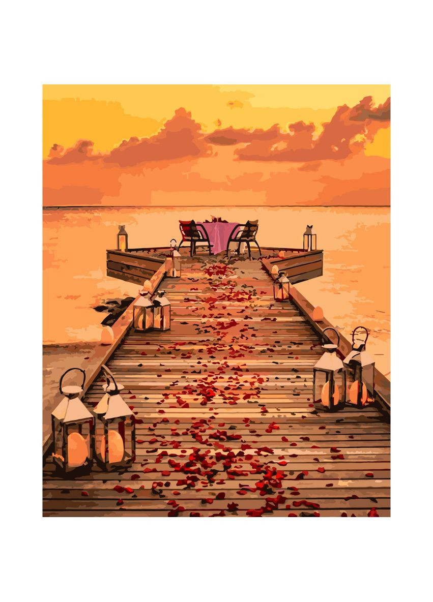 Картина за номерами ПРЕМІУМ Романтика на пристані з лаком розміром 40х50 см SY6580 Strateg (362500797)