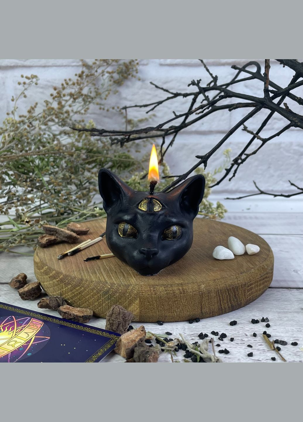 Восковая черная свеча - Магический Кот 5Candles (322347281)