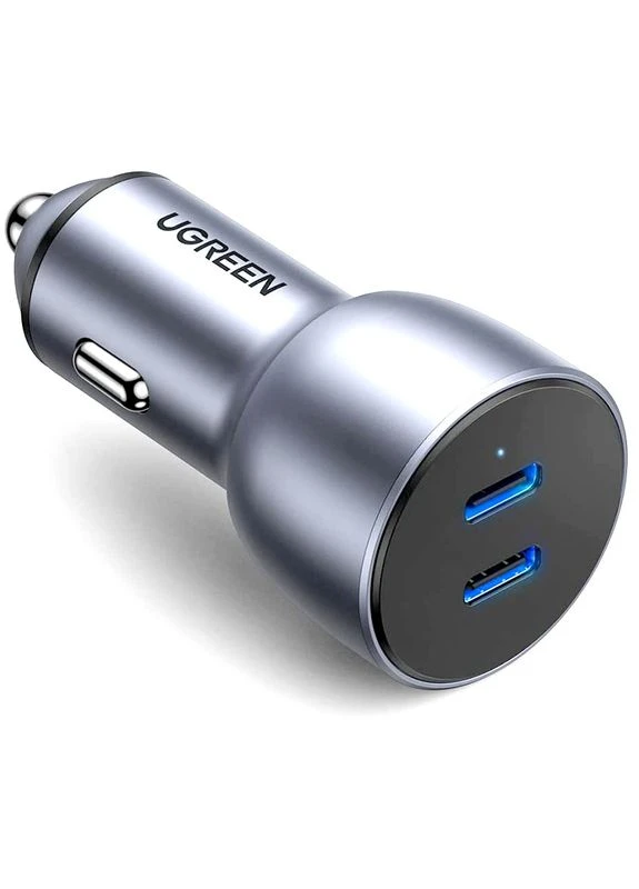 Автозарядка 2xUSB 40W (USBC) QC 3.0+ Косм. Серая (CD213) Ugreen (315435421)