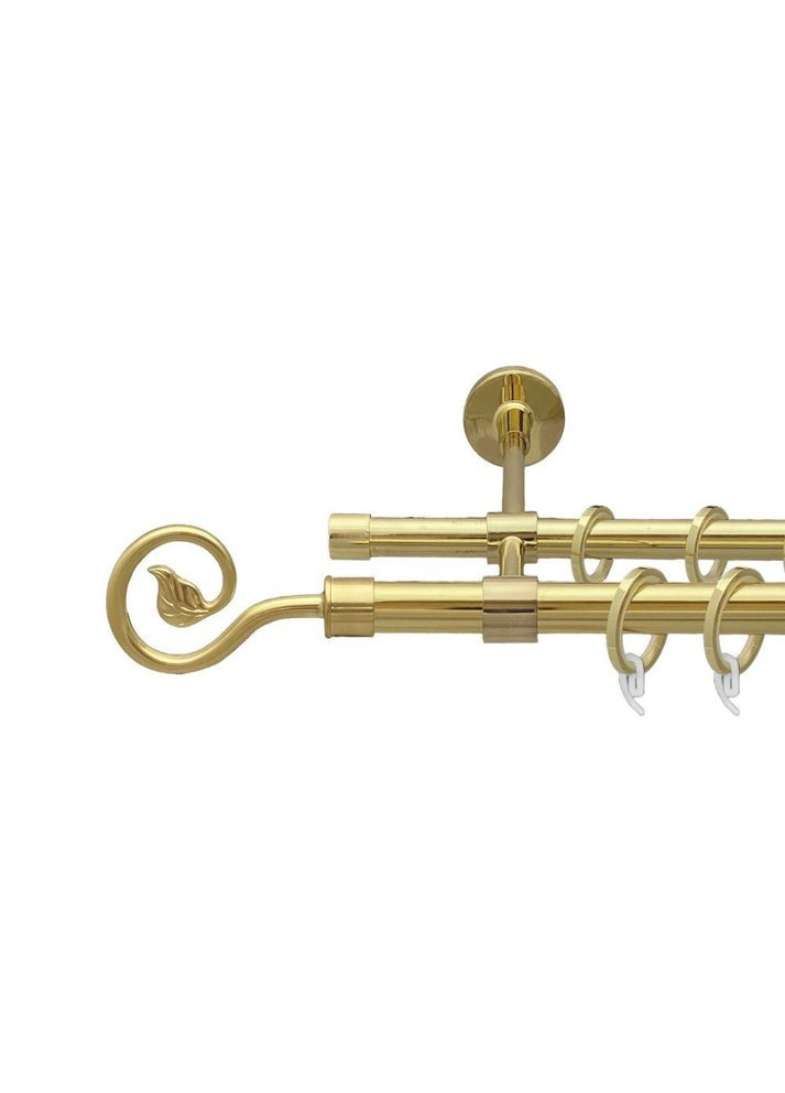 Карниз Лукка металевий дворядний закритий гладка труба Золото 19\16 мм 160 см (00-00009354) ORVIT (300278934)