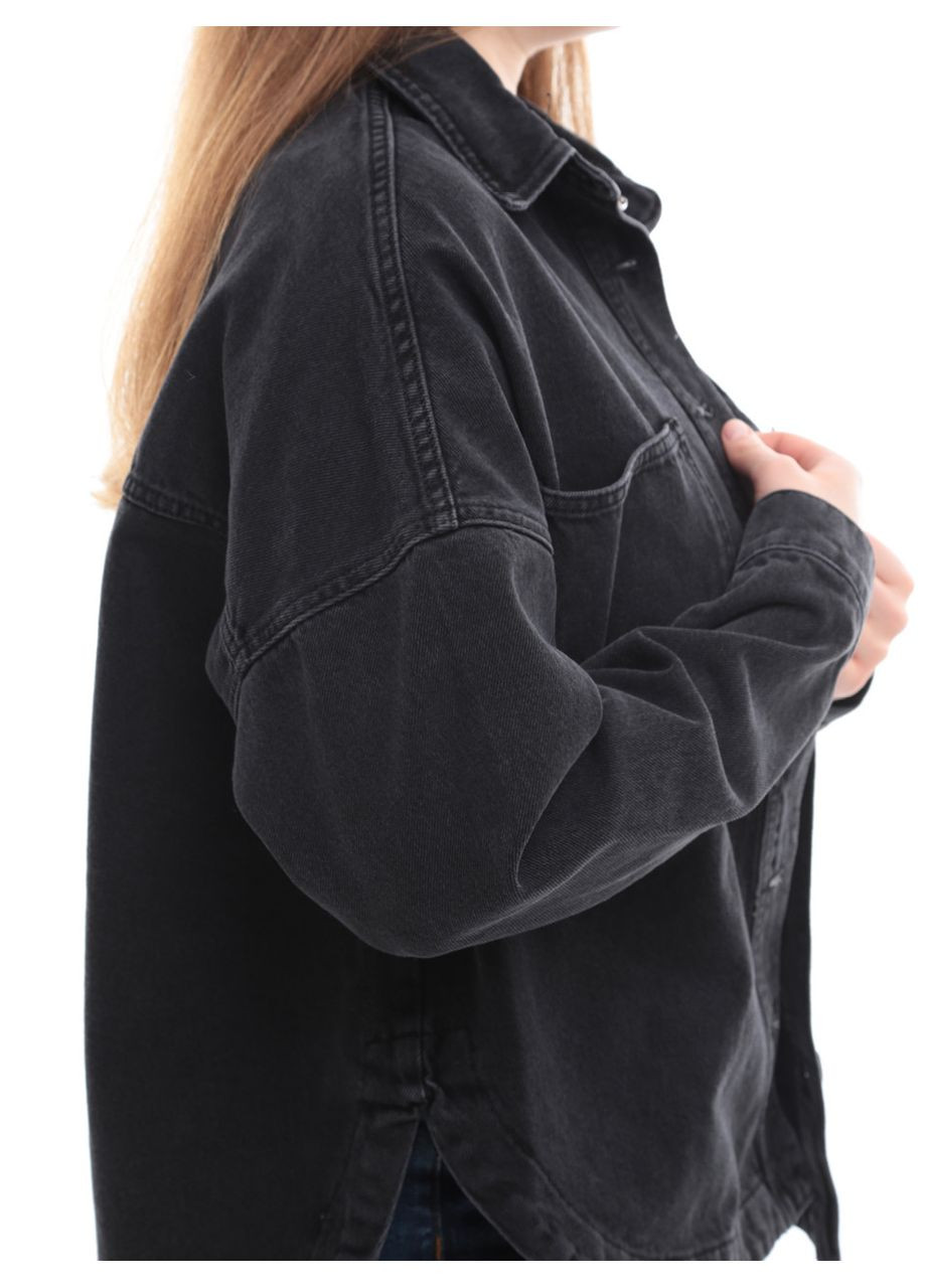 Куртка-сорочка джинсова жіноча чорна широка Cracpot Вільна (302214851)