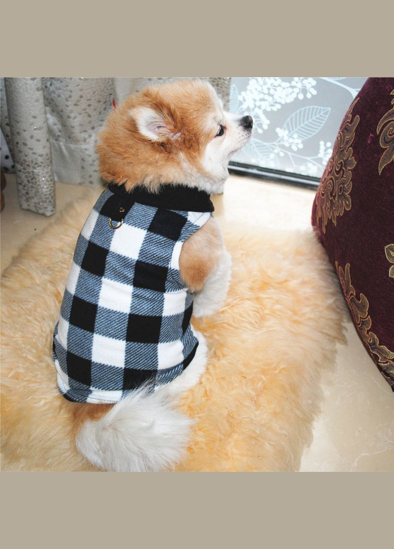 Жилетка для котів з кільцем Pet Style "Клітинка" Чорнобіла S No Brand - (323235530)