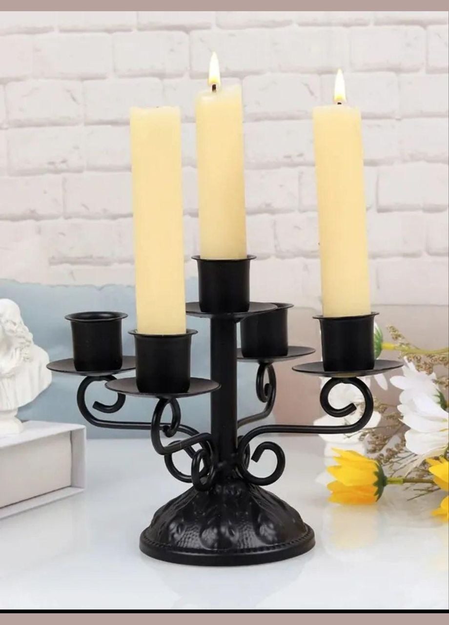 Свічник у класичному стилі на 5 свічок чорного кольору No Brand (292728368)