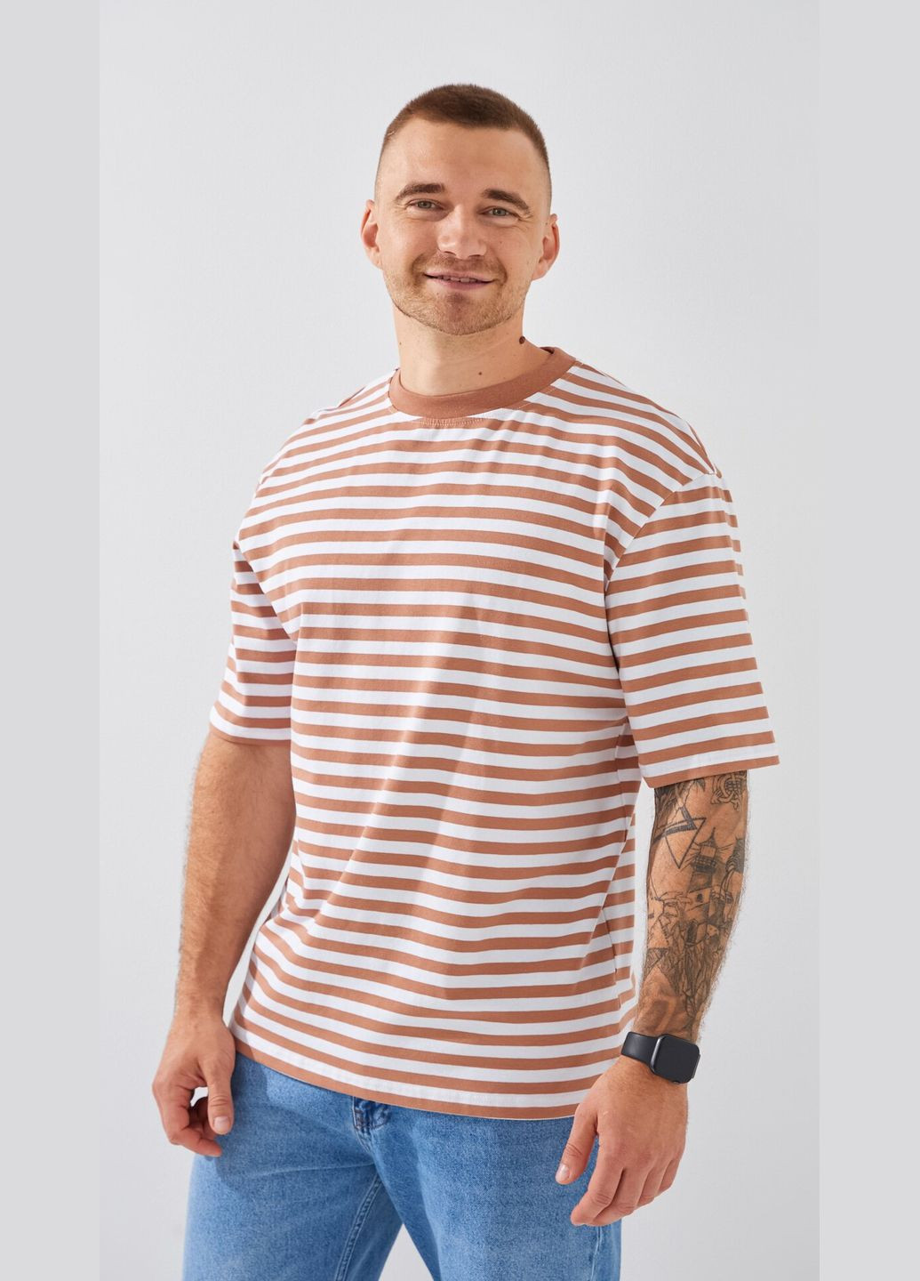 Комбинированная футболка с узором мужская mbc02379 shop (2000999206184) LAWA