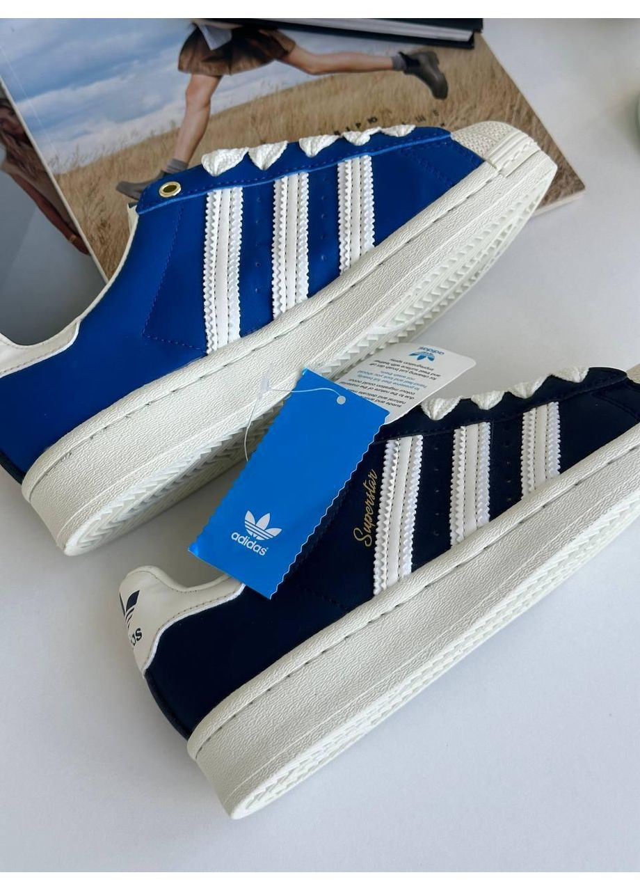 КРОСІВКИ ЖІНОЧІ ADIDAS SUPERSTAR NAVY BLUE АДІДАС СУПЕРСТАР No Brand білі демісезони (367170614)