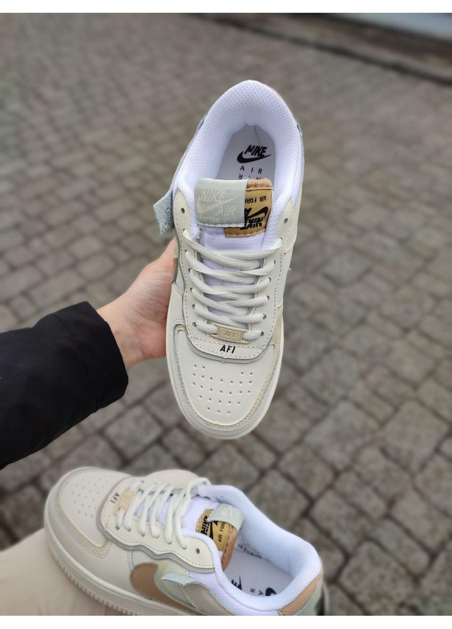КРОСІВКИ ЖІНОЧІ NIKE AIR FORCE 1 SHADOW BEIGE BROWN НАЙК АІР ФОРС 1 ПРЕМІУМ No Brand бежеві демісезони (368862194)