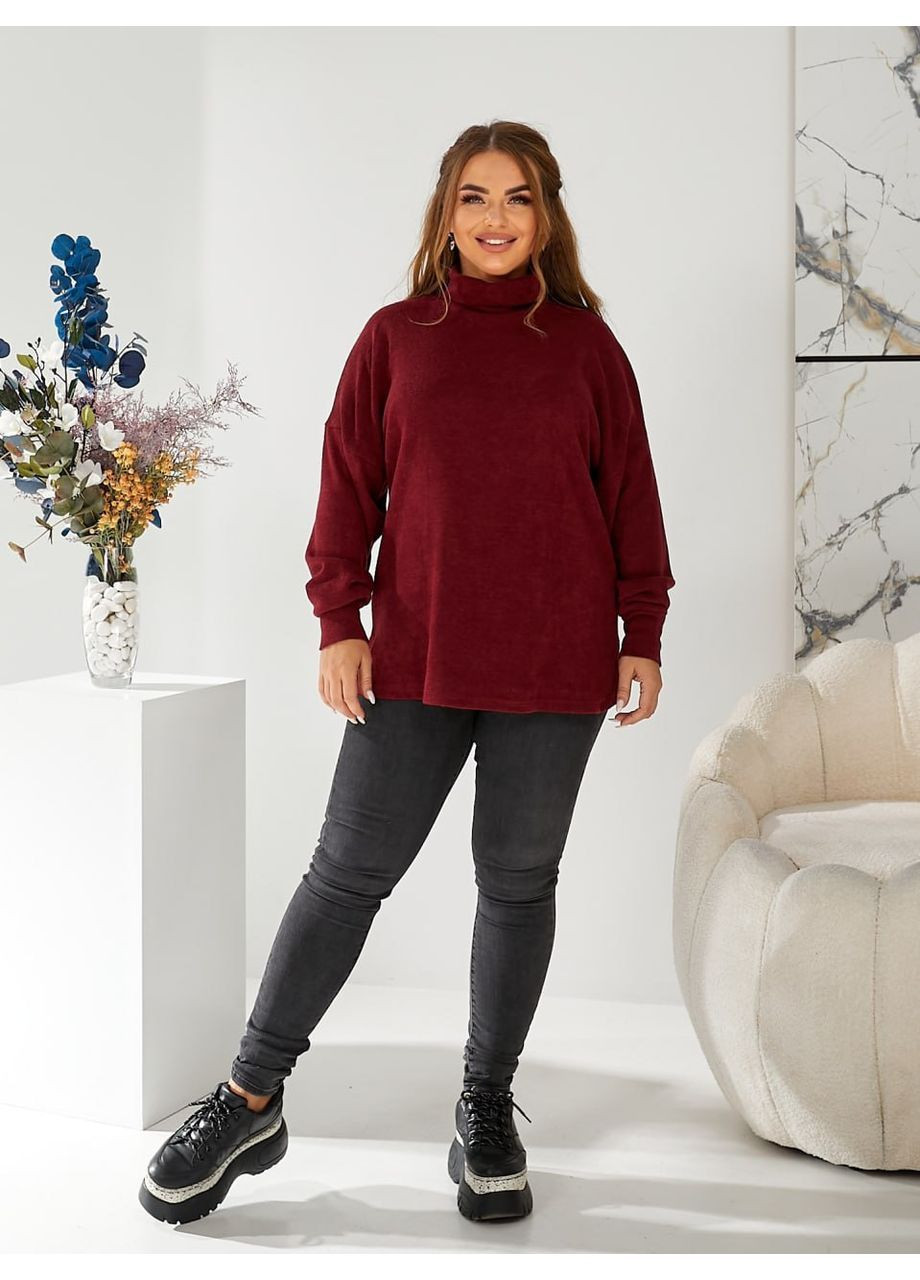 Бордовий демісезонний светр жіночий повсякденний пуловер Style Point