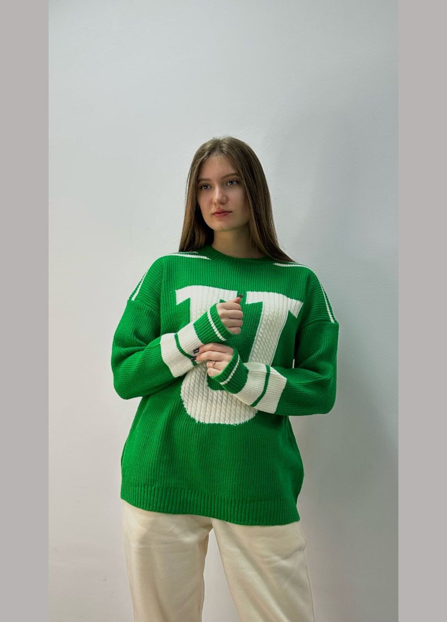 Зеленый демисезонный свитер No Brand