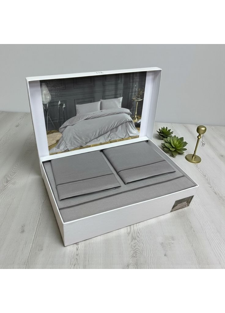 Комплект постільної білизни Casual Gri сатин люкс сімейний 160-200 см;2 шт сірий Tivolyo Home (321999676)