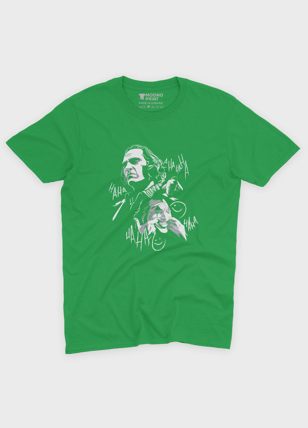 Зелена демісезонна футболка для хлопчика з принтом суперзлодія - джокер (ts001-1-keg-006-005-024-b) Modno