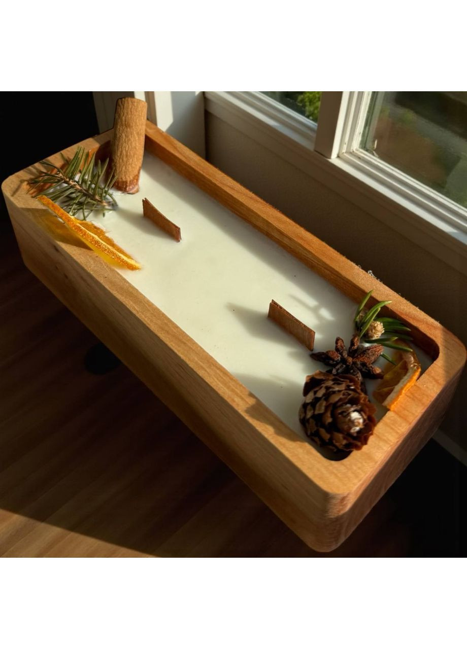 Соевая свеча в деревянном кашпо с трещащим деревянным фитилем аромат Brandied Pear (Бренди груша) Luminea (367723997)