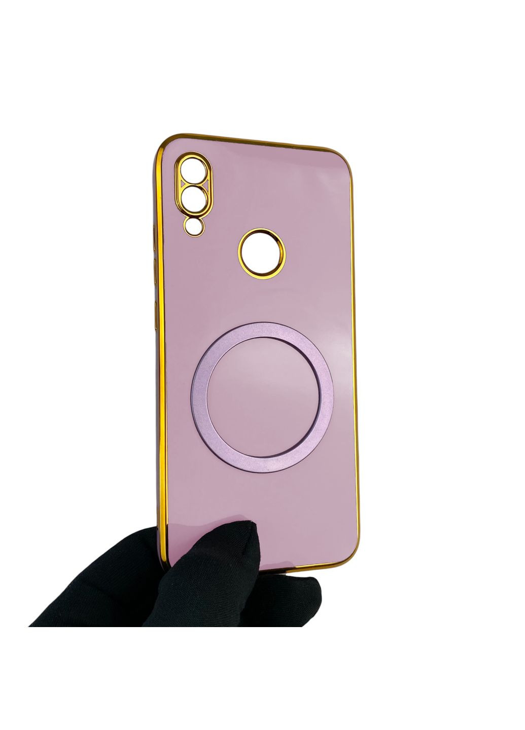 Чохол для Redmi Note 7 глянцевий з кільцем MagSafe із золотою окантовкою на сяомі редмі нот 7 чорничний gs1 Xiaomi (366229499)