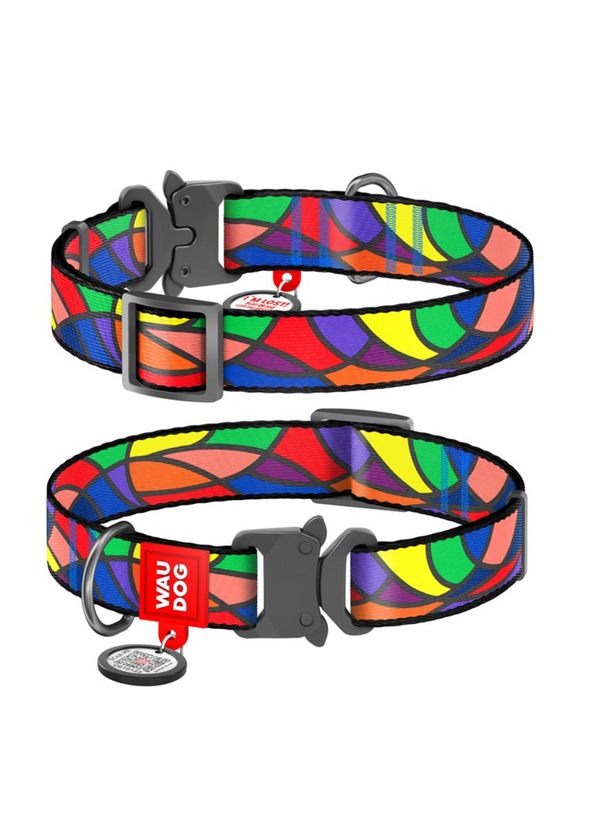 Нашийник для собак нейлоновий Nylon "Вітраж" Металева пряжка-фастекс Ш 25 мм Дл 35-58 см WAUDOG (332879330)